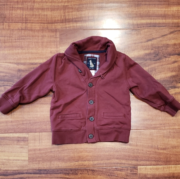 Janie and Jack EUC 18-24 months maroon knit shawl collar cardigan - Picture 1 of 7